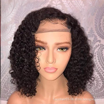 Vietnamese Short Loose Curly Human Hair Wigs Lace Front Deep Part Pixie Cut Short Curly Hair Bob Wigs For Black Women Perruque